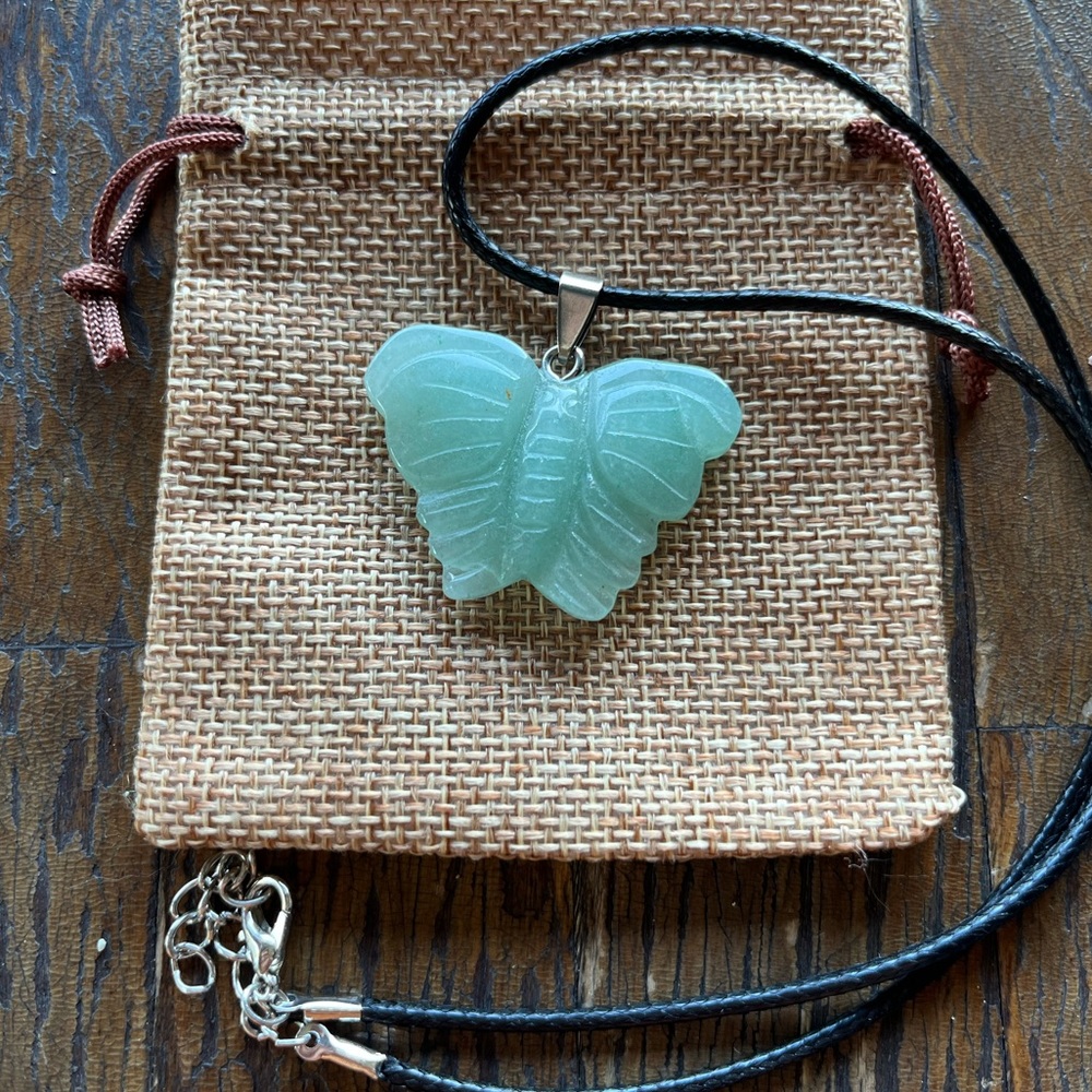 Green Aventurine Butterfly Necklace Butterfly Crystal Necklace